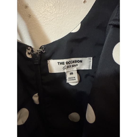 The Occasion by Old Navy Black White Polka Dot Dress Sleeveless V-Neck Short M - Picture 3 of 4